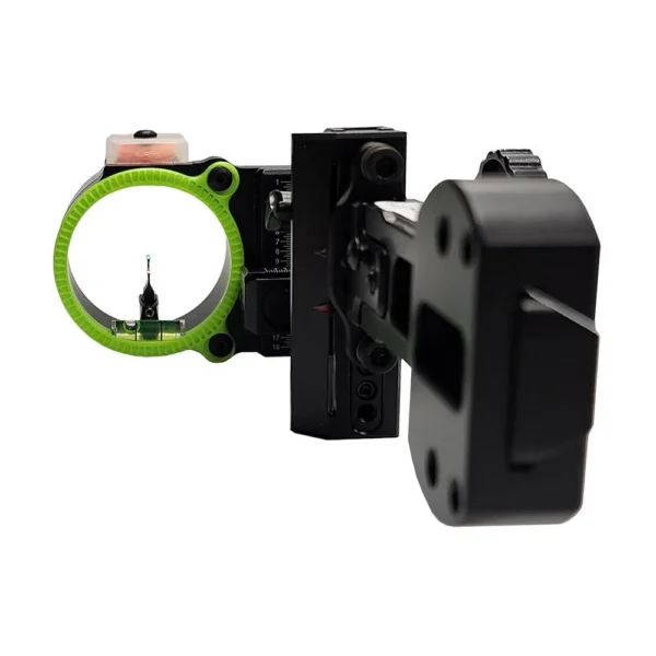 Pure Archery Group Black Gold Ascent Mountain Lite HD sight, black and green front view