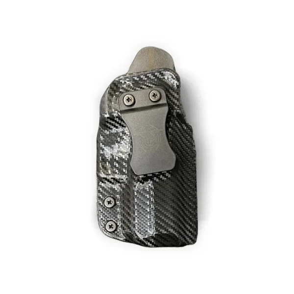 Fusion Firearms UM Tactical Qualifier IWB/OWB Holster, black rear view with belt clip