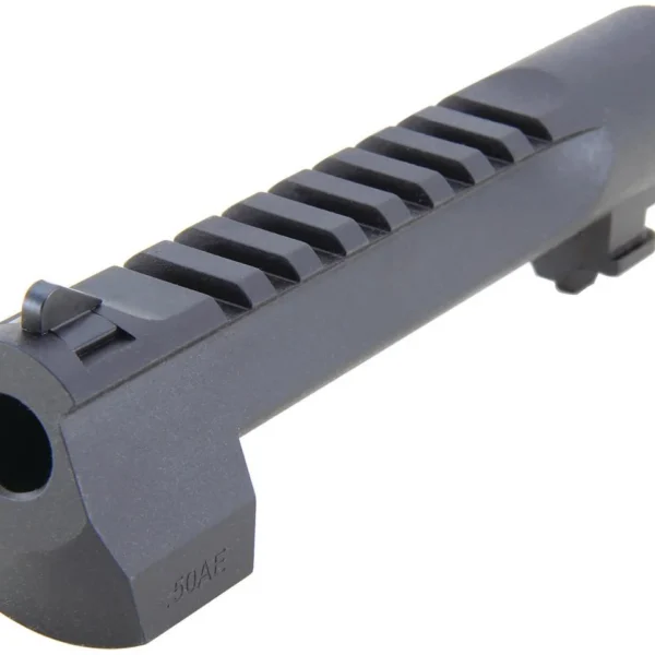 Magnum Research Desert Eagle Combo Pack, angled front view of black barrel with top rail