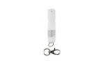 SABRE MIGHTY DISCREET SPRAY white cylindrical canister with silver key clip