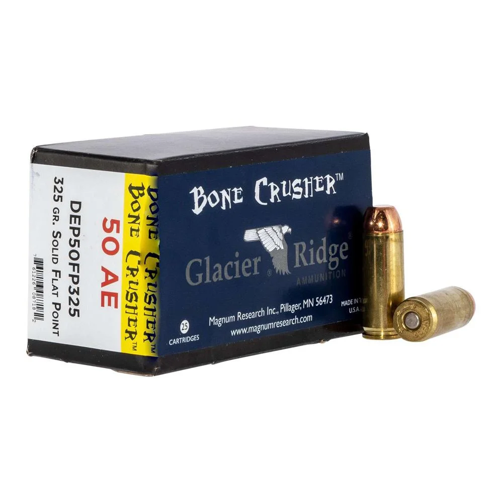 primary-41133 Magnum Research Glacier Ridge Bonecrusher Handgun Ammunition .50AE 325gr Solid Flat Point 25/ct
