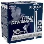 Fiocchi High Velocity Shotshells, angled front view of blue Field Dynamics box