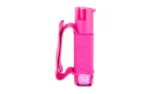 SABRE THE RUNNER PEPPER GEL pink canister, front three-quarter view with hand strap
