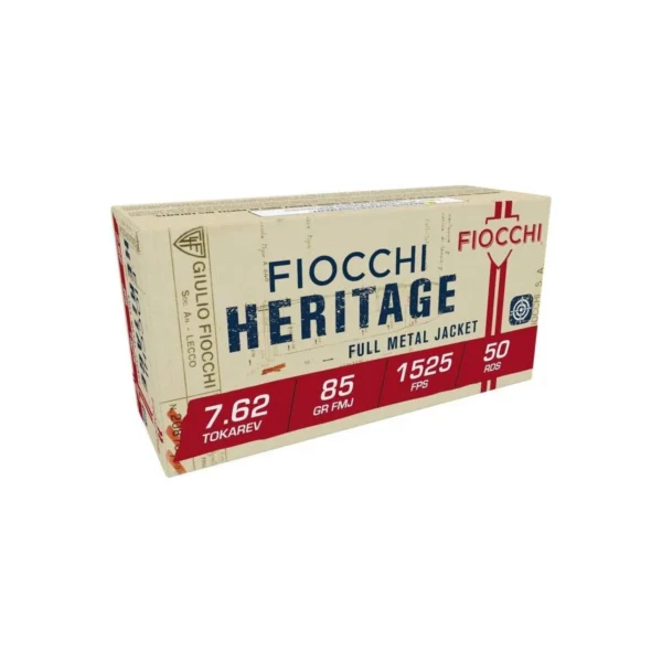 Fiocchi Ammunition Fiocchi Heritage Handgun Ammunition 7.62x25 Tokarev 85gr FMJ 1525 fps 50/ct
