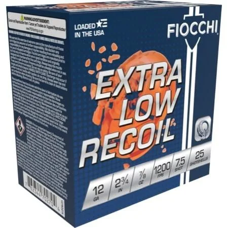 Fiocchi Ammunition Fiocchi 12GA 2 3/4" 7/8oz #7.5 Low Recoil Trainer 25RD