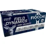 Fiocchi Nickel-Plated Buckshot, blue Field Dynamics box in angled front view