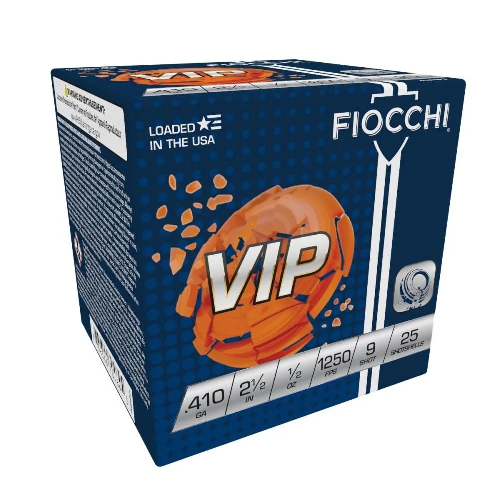 primary-41189 Fiocchi Premium Target Loads, front-right view of blue and orange ammunition box