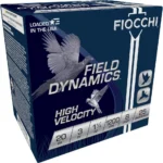 Fiocchi Field Dynamics Shotshells, blue retail box in three-quarter view