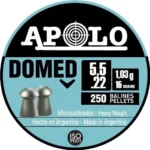 Hatsan Apolo Domed Air Rifle Pellets, round black and blue tin lid in top view