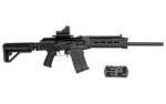 JTS M12AKT2 black shotgun left-side view with red dot sight, magazine and detached accessory
