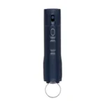 Sabre 2-in-1 Pepper Spray/Alarm Navy front view with control buttons and silver key ring