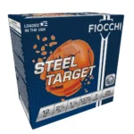 Fiocchi Target Steel Shotshells blue retail box, front three-quarter view