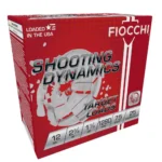Fiocchi Shooting Dynamics Shotshells, angled front view of red and white box