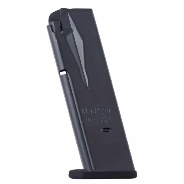 Mec-Gar Sig Sauer P229 handgun magazine, angled front view in black
