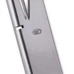 Mec-Gar Handgun Magazine Beretta 92FS M9, angled view in silver-tone finish with black base