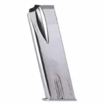 Mec-Gar Springfield SA-35 Browning Hi-Power magazine, silver angled front view