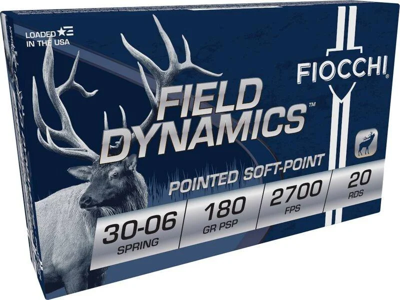 primary-41363 Fiocchi Field Dynamics rifle ammunition, angled blue box with deer graphic