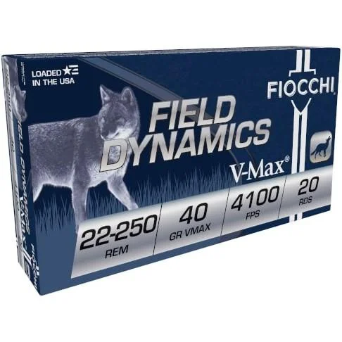 Fiocchi Ammunition Fiocchi Field Dynamics Rifle Ammunition .22-250 Rem 55gr V-MAX 3650 fps 20/ct