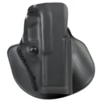 Safariland 5198 holster, front view in black with open top, paddle backing and retention screw