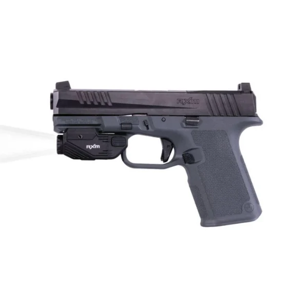Viridian CTL Custom for Ruger RXM, black tactical light mounted under pistol in left-side view