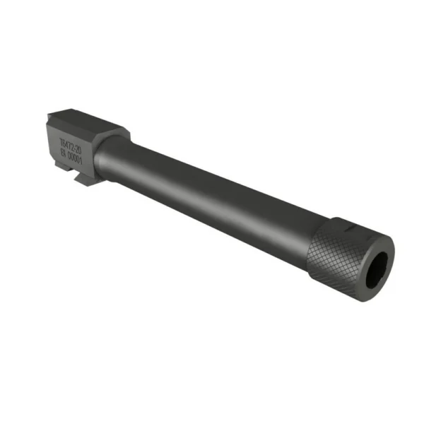Century Arms Canik Full Size Threaded Handgun Barrel, black angled view with threaded muzzle