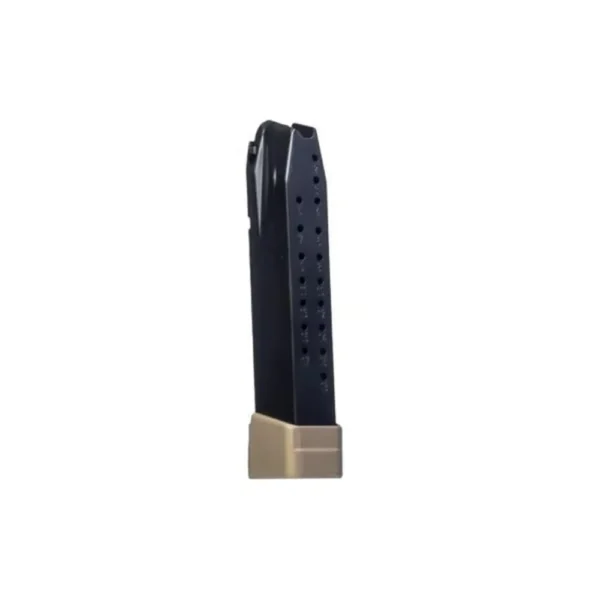 Century Arms Canik Full Size Handgun Magazine, black front view with bronze TTI baseplate