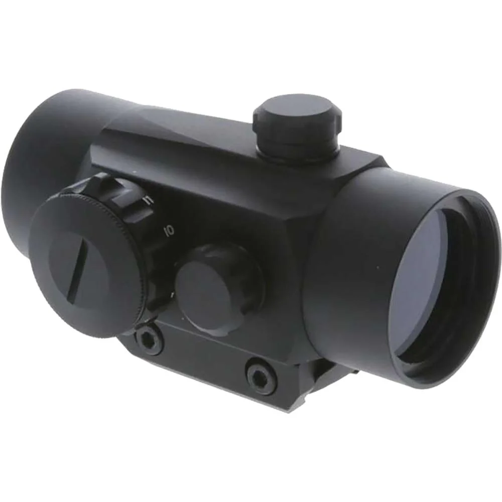 primary-41465 Truglo Traditional Dual Color 1x30mm Red Dot Sight, black angled view with adjustment knobs