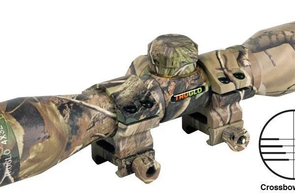 Truglo 4x32mm Compact Crossbow Scope with Weaver Style Rings - Crossbow Reticle Camo