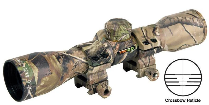 primary-41467 Truglo 4x32mm Compact Crossbow Scope with Weaver Style Rings - Crossbow Reticle Camo