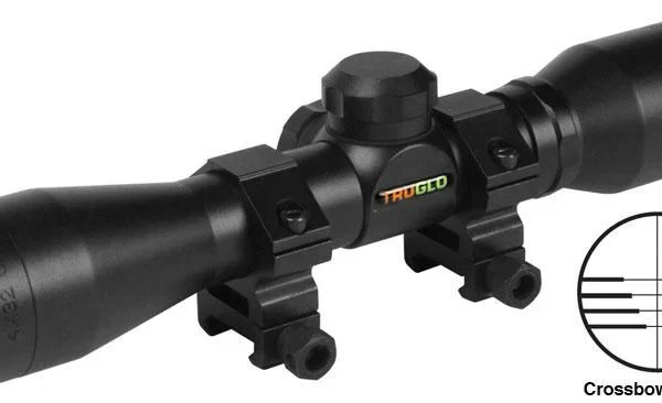 Truglo 4x32mm Compact Crossbow Scope with Weaver Style Rings - Crossbow Reticle Black