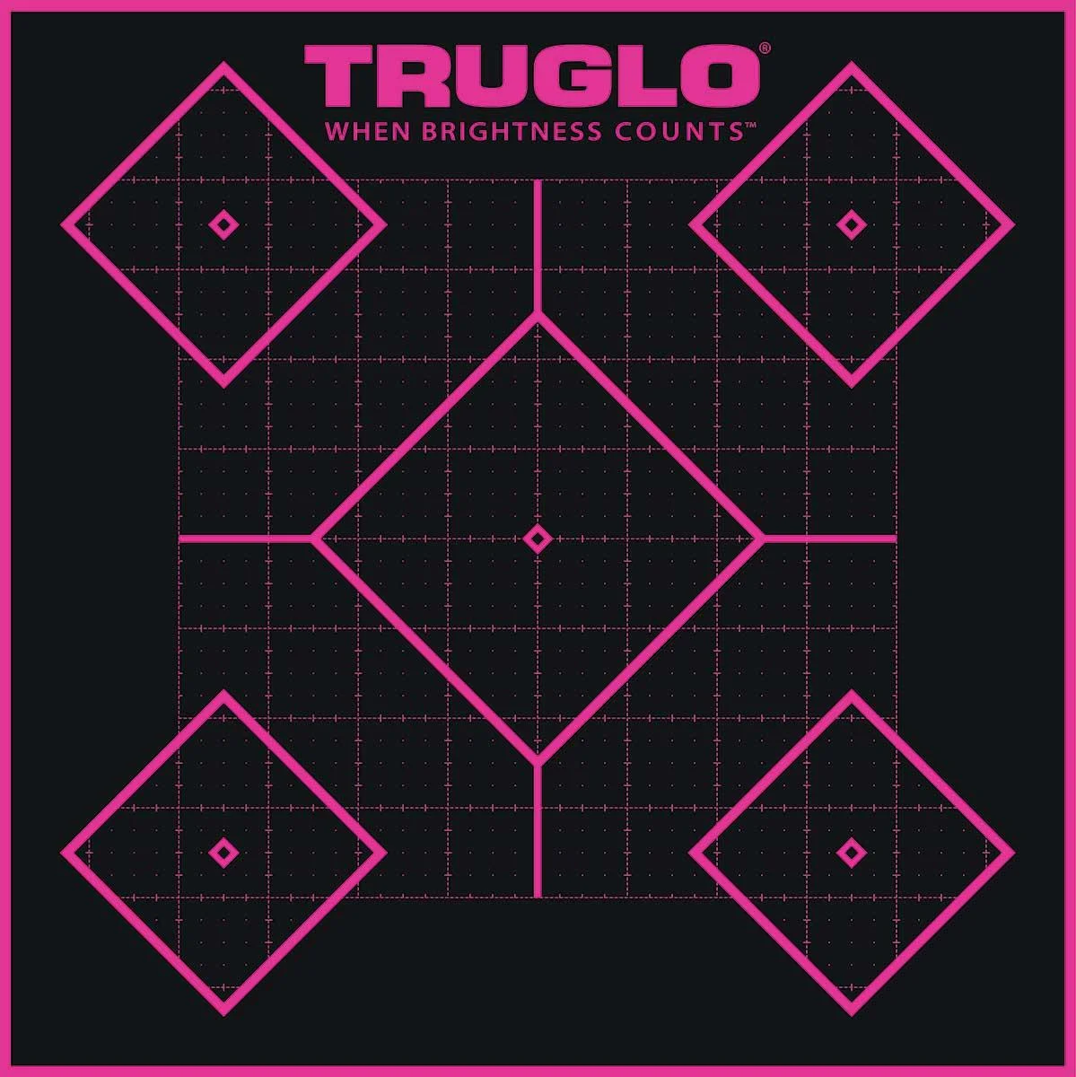 primary-41482 TRUGLO TRU-SEE Self Adhesive Target in black and pink with five diamond aiming points