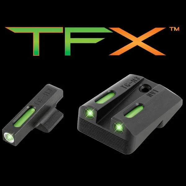 Truglo TFX Tritium/Fiber-Optic Day/Night Sights, angled view with green sight inserts