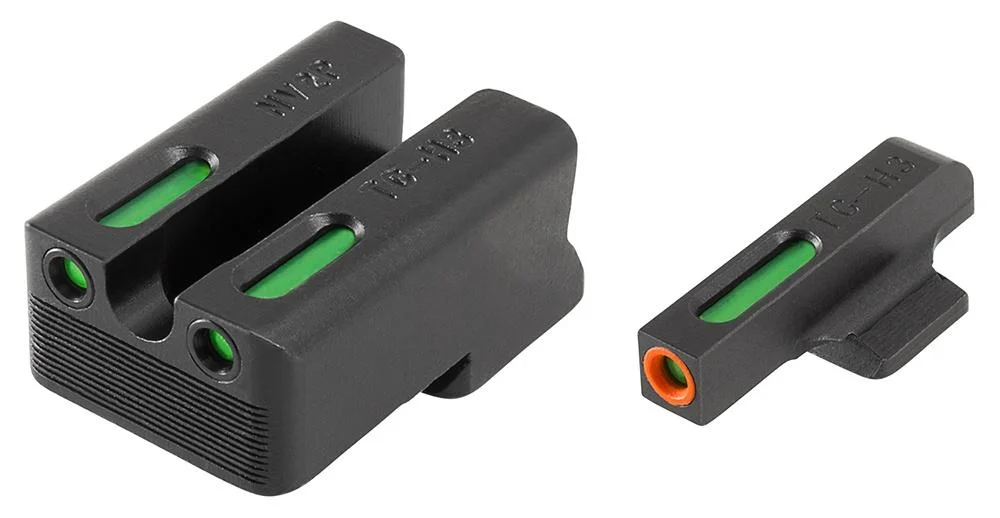 primary-41502 Truglo TFX Pro Sights, black rear and front sights with green inserts and orange front ring
