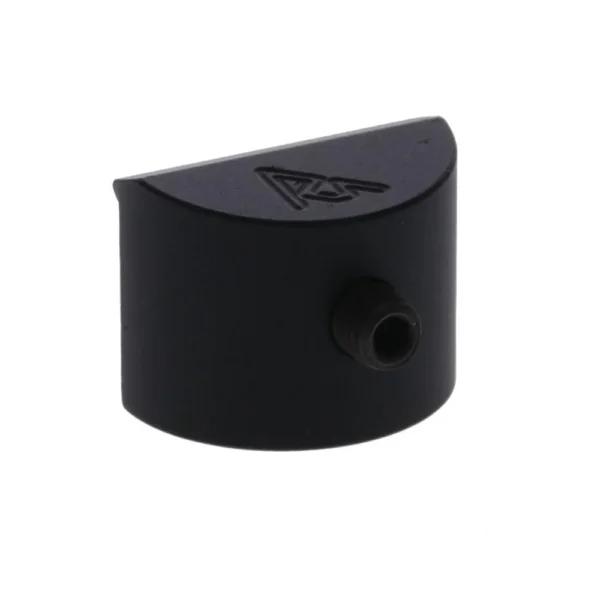 Rival Arms Grip Plug for Glock 17 GEN3 in black, angled view with round opening and logo