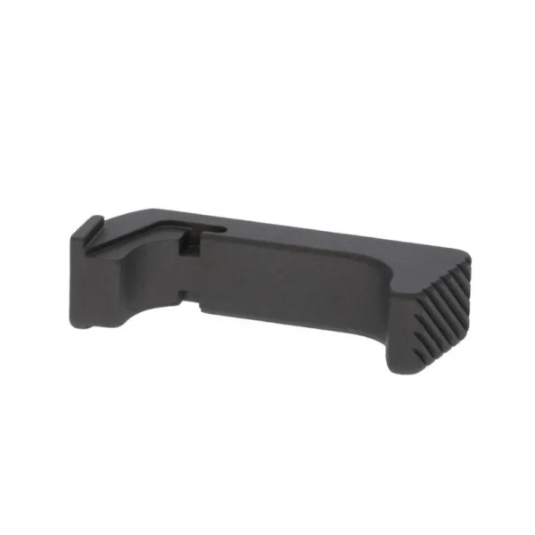 Rival Arms Extended Magazine Release for Glock Model 43, black angled side view