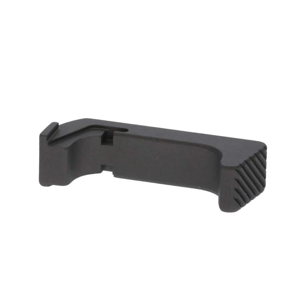 primary-41586 Rival Arms Extended Magazine Release for Glock Model 42, black angled view with ridged button