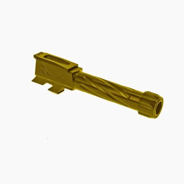 Rival Arms V1 Gold Threaded Barrel for Glock Model 43/43X, angled side view
