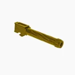 Rival Arms V1 Threaded Gold Barrel for Glock Model 19 Gen3/4, gold barrel in angled side view