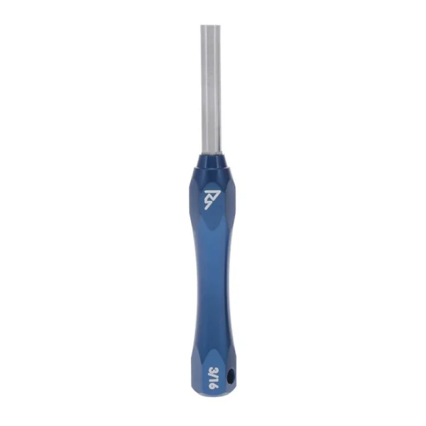 Rival Arms Glock Front Sight Tool, blue handle with silver shaft, front view