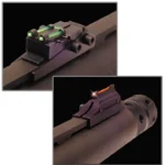 Truglo Pro-Series Magnum Gobble-Dot Sight Set, two close-ups mounted with glowing sight dots