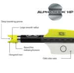 TenPoint Pro Elite 400 Carbon Arrows, close-up diagram of yellow Alpha-Nock HP and black shaft