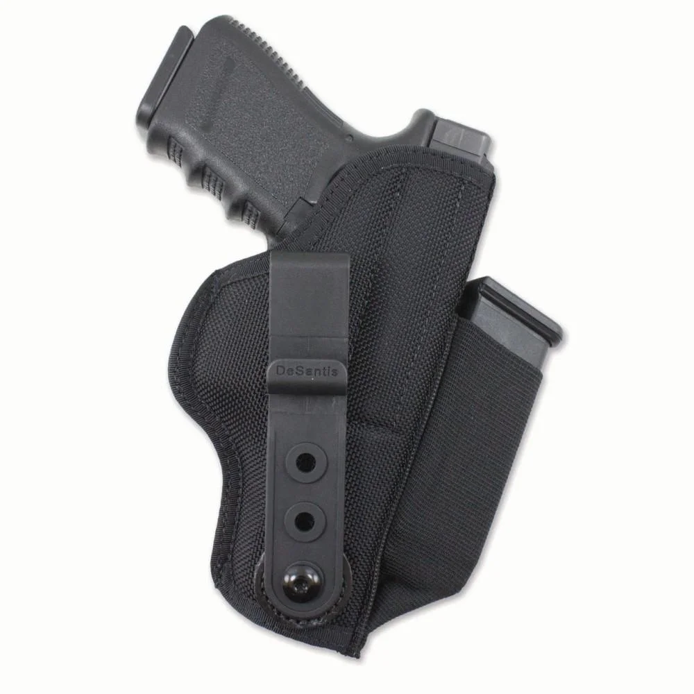 primary-41710 DeSantis Tuck-This II Holster black holster, side view with pistol and belt clip visible