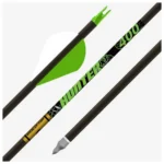Gold Tip Hunter XT 500, black arrow shafts with green Raptor vanes, nock and pointed tip