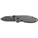 CRKT Squid black stonewash folding knife, side view open with drop point blade