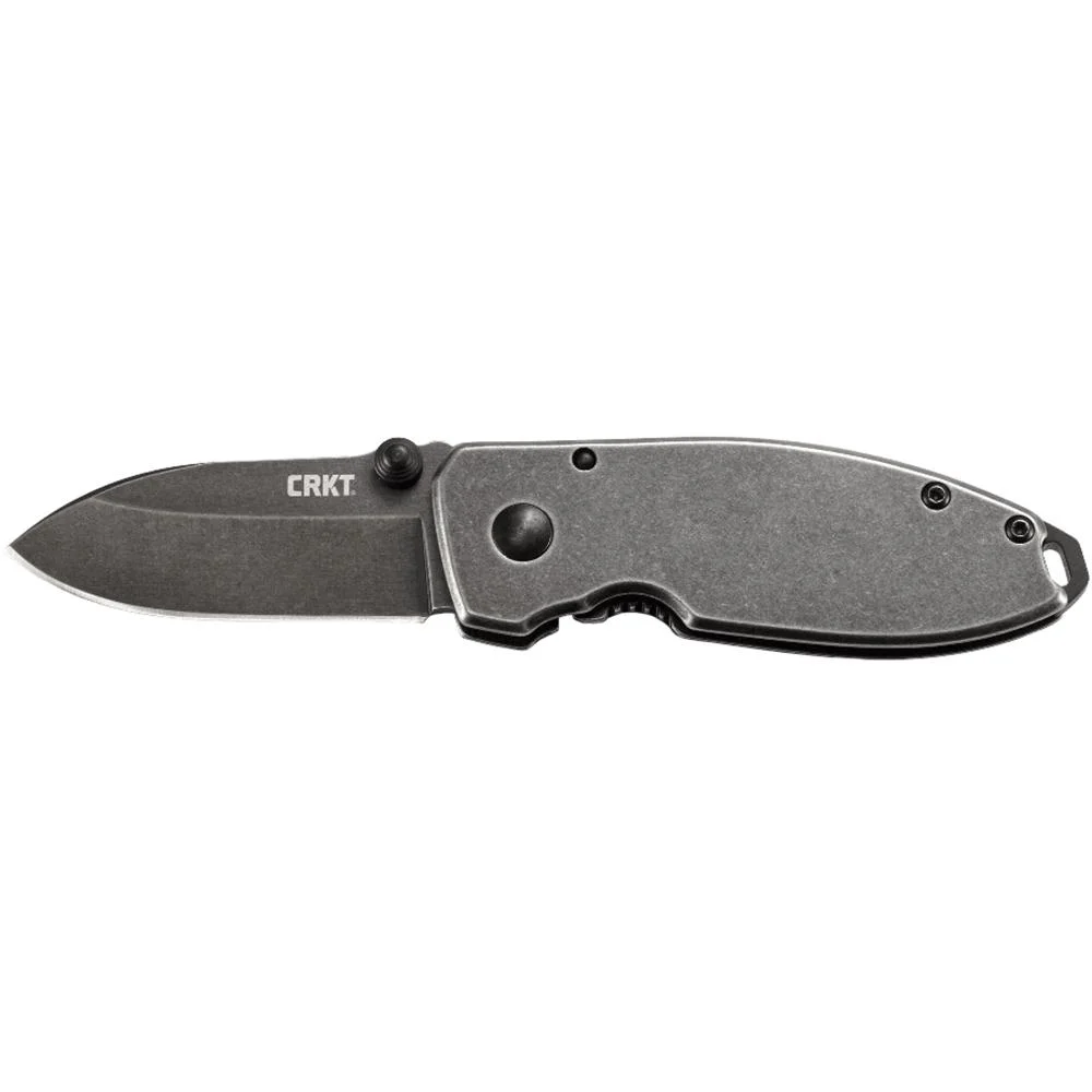primary-41715 CRKT Squid black stonewash folding knife, side view open with drop point blade
