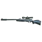 Gamo Whisper Fusion Mach 1, right-side view of black air rifle with mounted scope