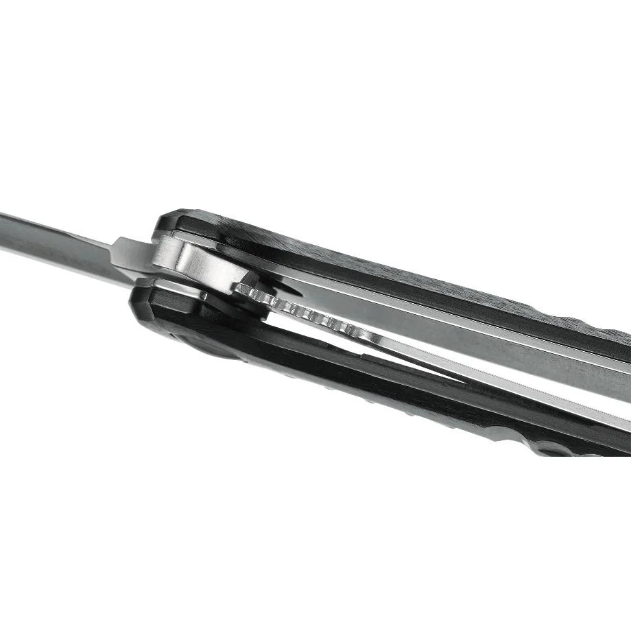primary-41765 CRKT Razel GT Folding Knife, close top view of black handle and partially visible silver blade