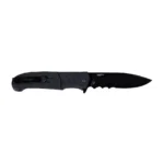 CRKT Ignitor Assisted Folding Knife, open right-side view with black drop-point serrated blade