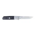 CRKT Bamboozled Assisted Folding Knife, open side view with black handle and silver drop-point blade