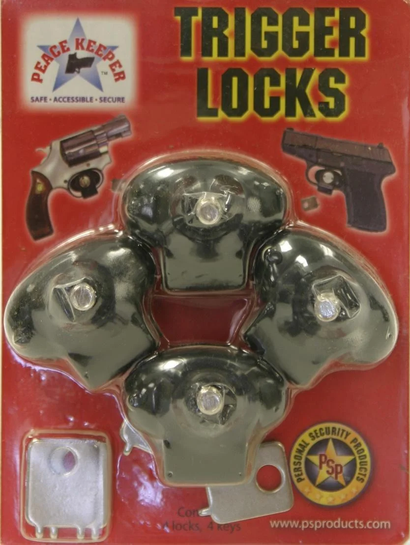 primary-41800 Personal Security Products Bulls Eye Peace Keeper Trigger Lock 4 Pack, keyed locks in red pack